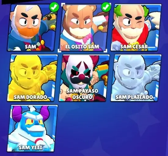 Skins de Sam de Brawl Stars skins de Sam en Brawl Stars